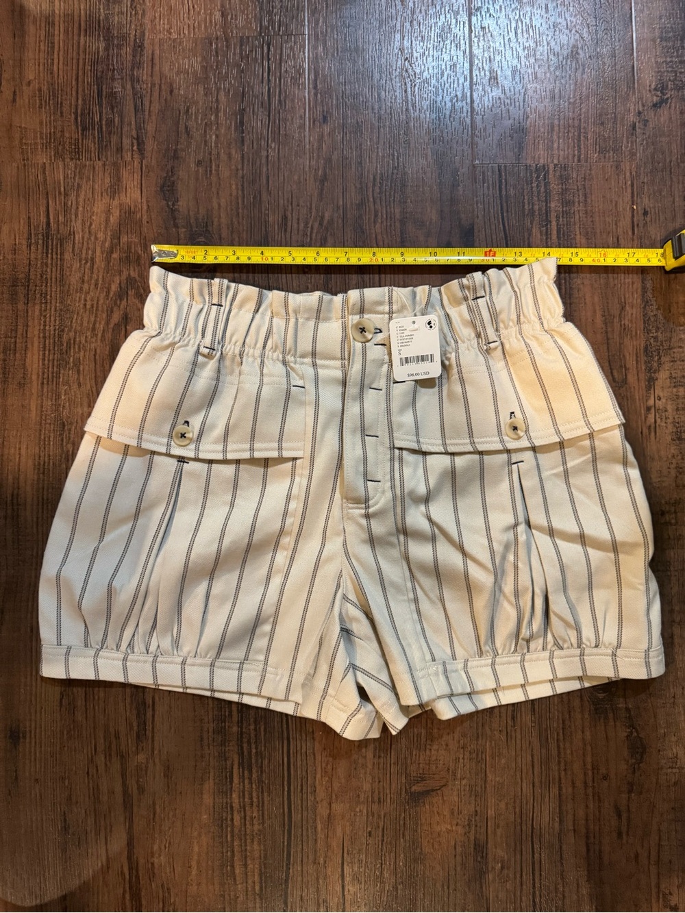 NWT Free People Effie Striped Shorts Cream & Brown Size S - Picture 5 of 10